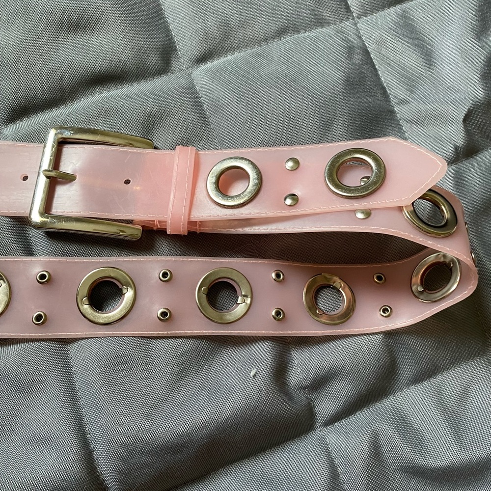 Plus Size Baby Pink Jelly Grommet Belt size 20